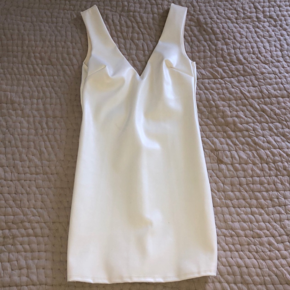 White faux leather dress